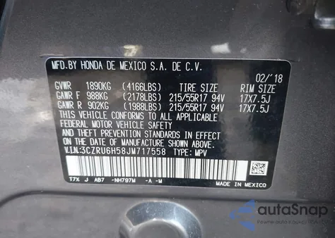 2018 Honda Hr-V Ex z USA, uszkodzony, nr VIN 3CZRU6H58JM717558